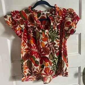Colorful Leaf Print Blouse